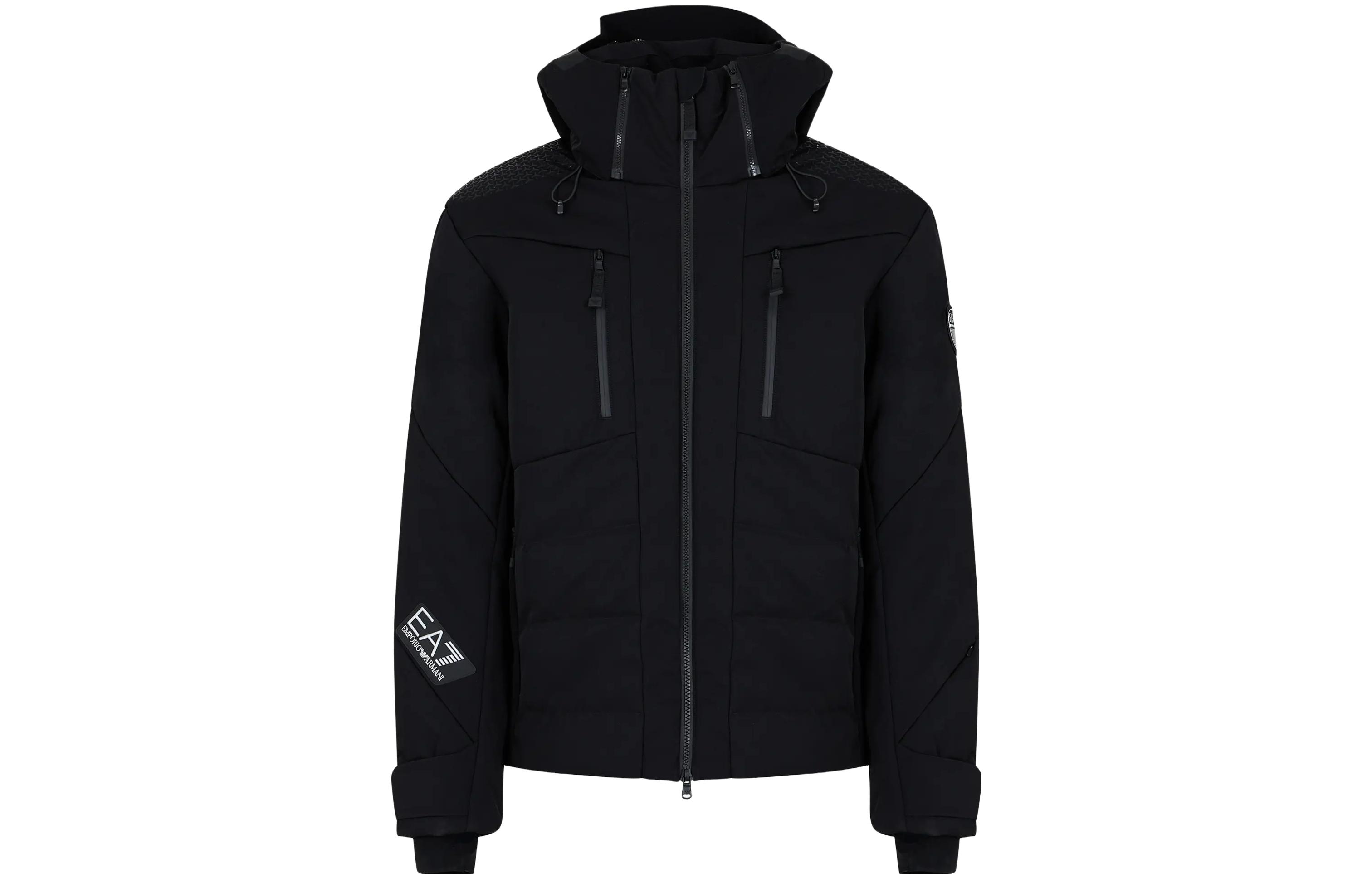 Emporio Armani Мужская пуховая куртка EA7, черные, с капюшоном, средней ценовой категории, другие варианты — фото 3