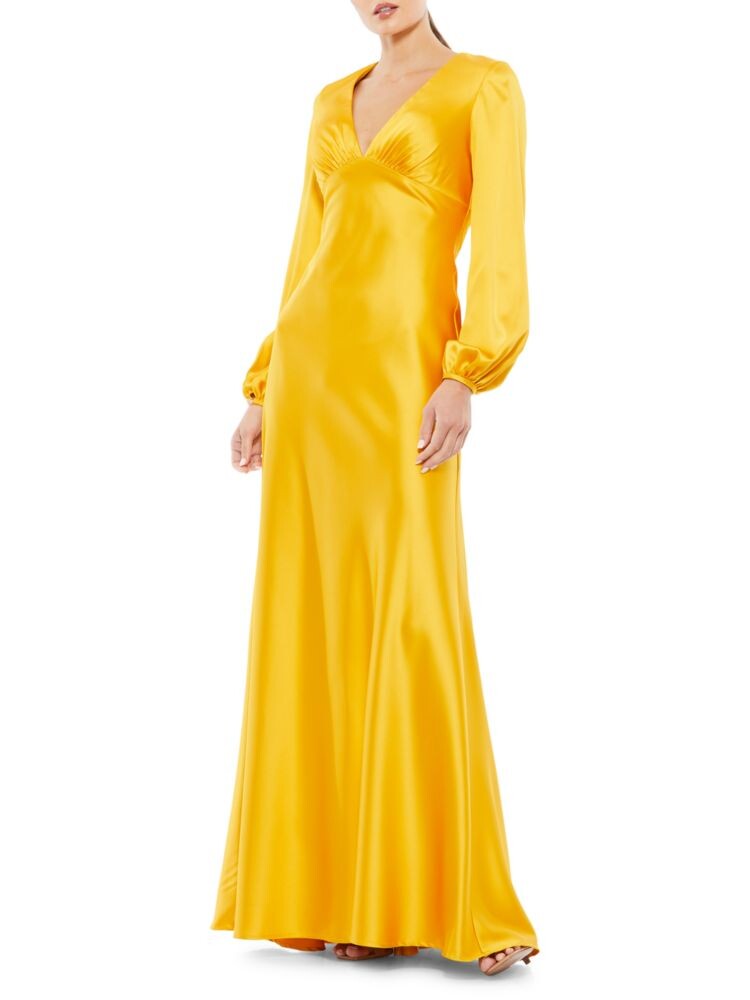 

Платье Ieena с V-образным вырезом и пышными рукавами Mac Duggal, цвет Marigold