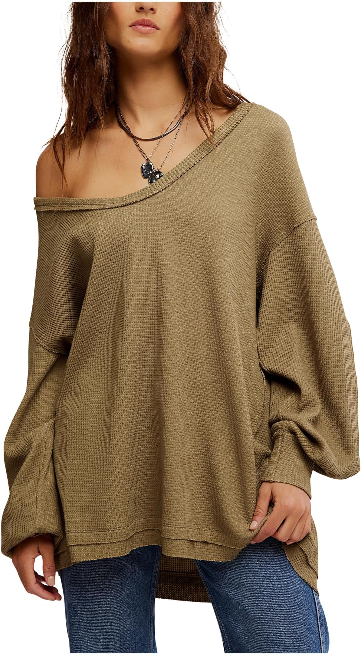 

Свитер Free People Women's Coast 2 Coast Thermal, Gothic Olive Cross D