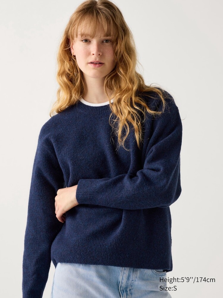

Джемпер с круглым вырезом из пряжи-суфле Uniqlo, цвет 67 синий
