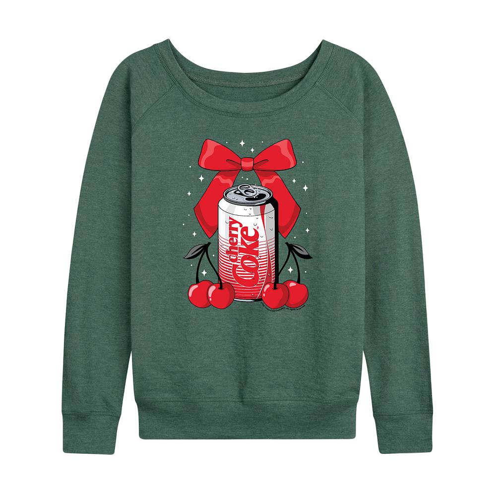 

Женский легкий свитшот из френч-терри Coca-Cola Cherry Can Bow Licensed Character, цвет Heather Green