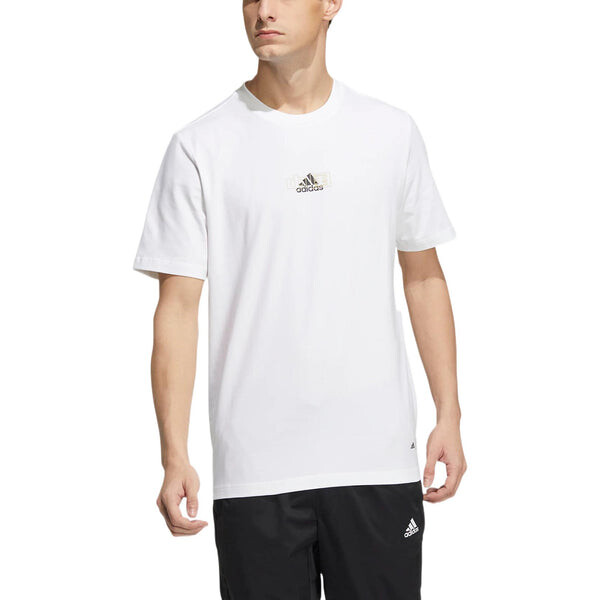 Футболка adidas Solid Color Logo Breathable Round Neck Short Sleeve White, мультиколор — фото 2