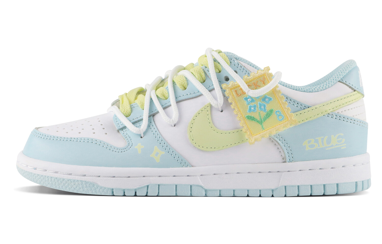 

Кроссовки Nike Dunk Skateboarding Shoes Women's Low-top Blue/white/yellow, синий/желтый/белый