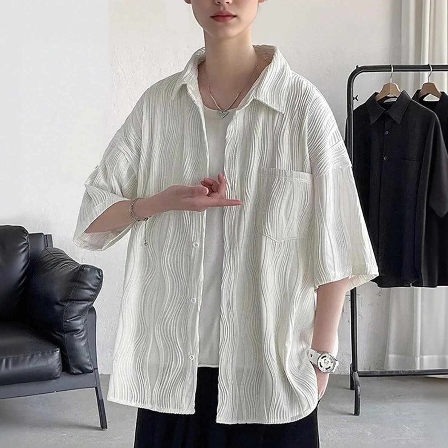 Алоха-рубашка с принтом, свободная, Aloha Shirt, белый — фото 3