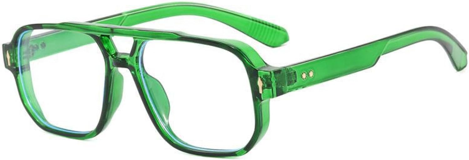 

Роскошные солнцезащитные очки в крупной оправе для женщин и мужчин, в винтажном стиле панк с заклепками, популярные для активного отдыха, с защитой от УФ-излучения UV400 TYUVIVO, Green Clear