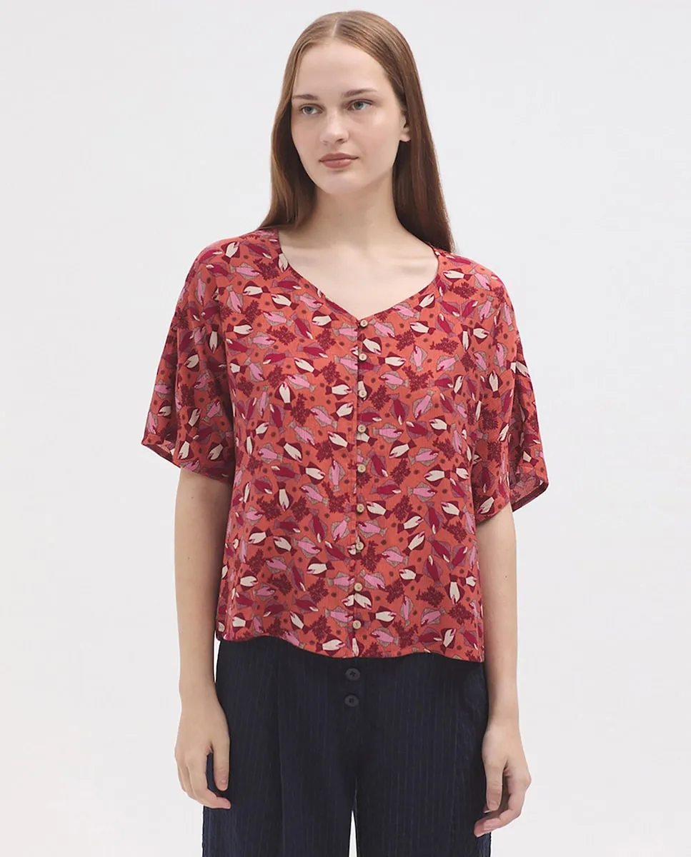 

Женская блузка с принтом и застежкой на пуговицы спереди Nice Things, многоцветный