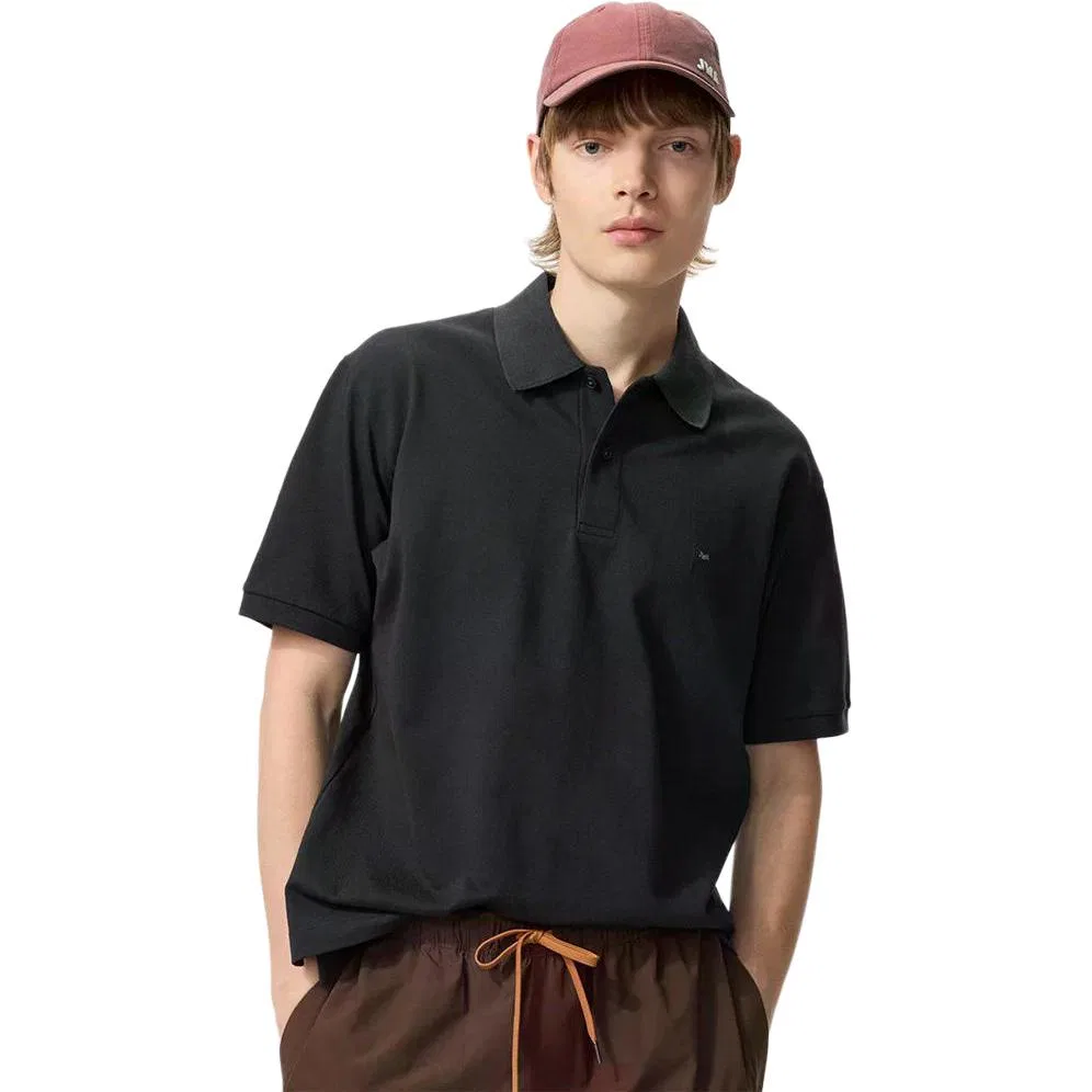 Поло унисекс Black с воротником, прямой крой UNIQLO