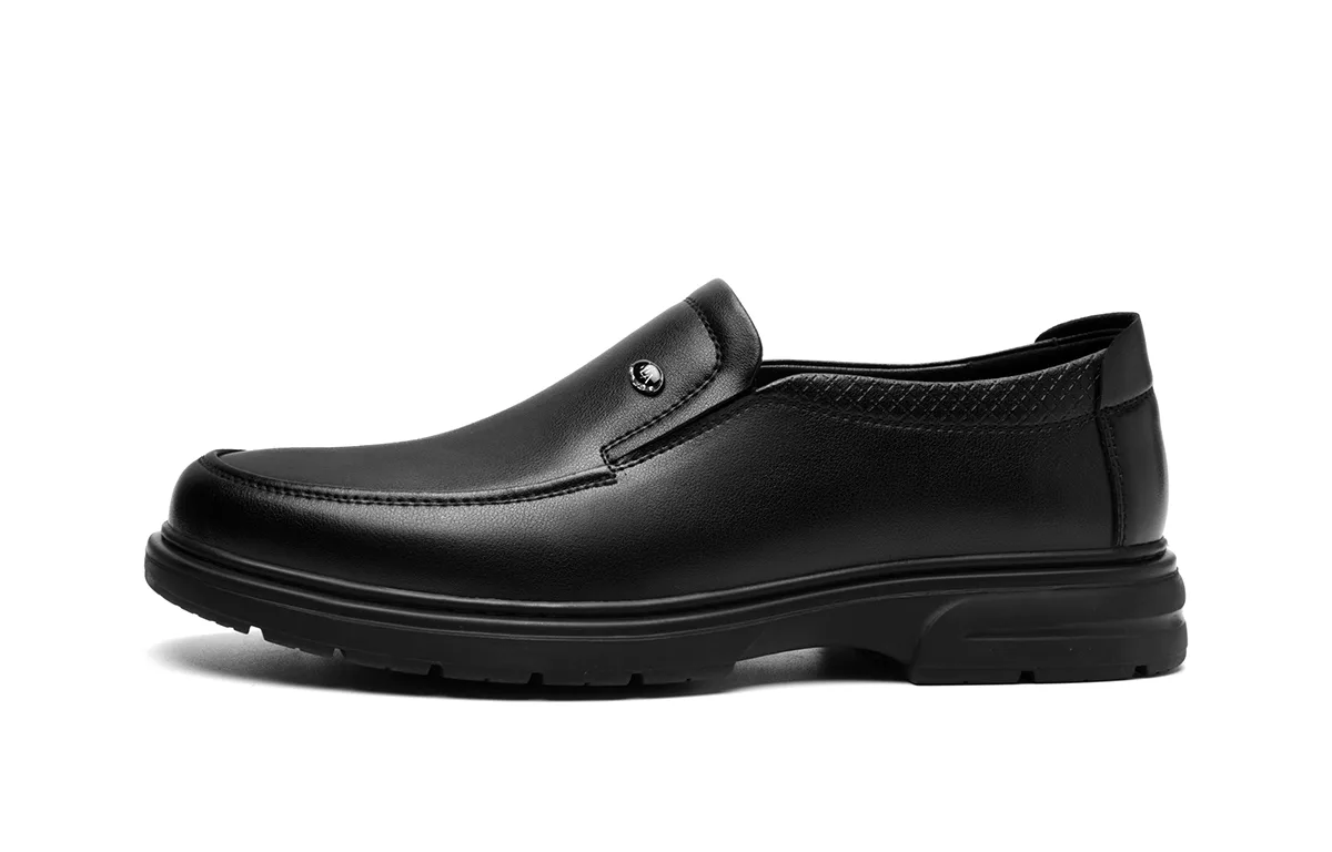 HLA Повседневные мужские туфли Dad Shoes на шнуровке из кожи черные дышащие перфорированные — фото 3