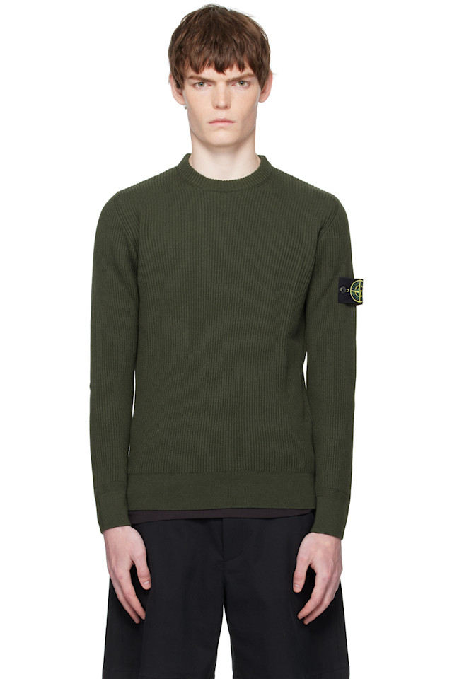 

5100053 свитер из шерсти rws с резинкой по всей длине Stone Island, зеленый
