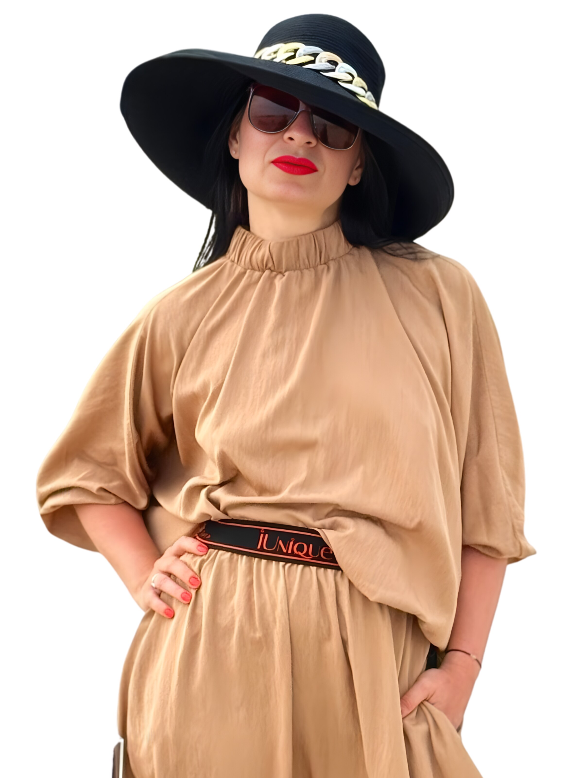 

IUnique Блузка 'Kimono Блуза' в светло-коричневом цвете