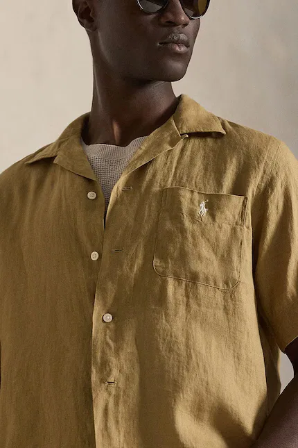 Рубашка льняная Polo Ralph Lauren, коричневый — фото 4