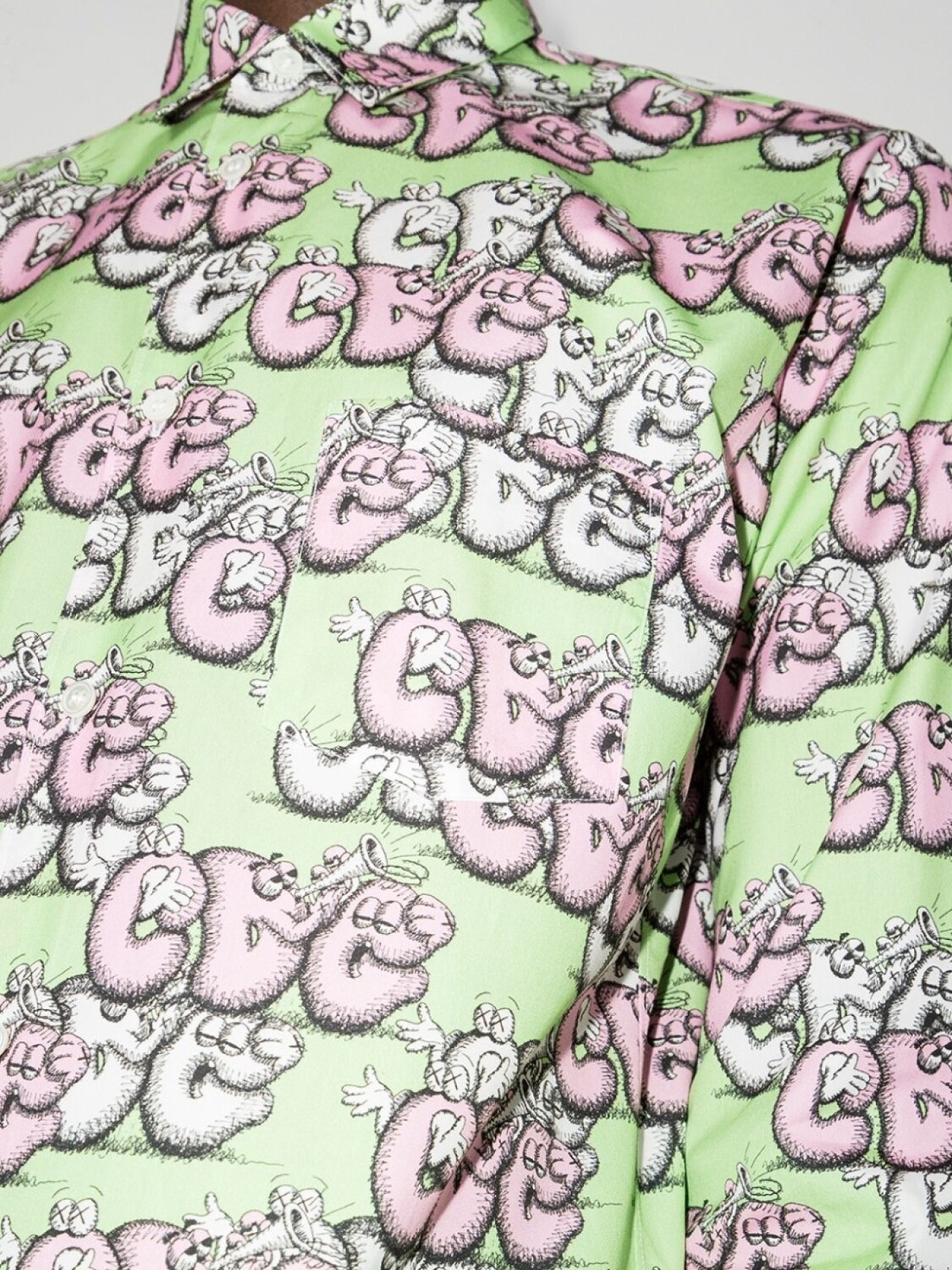 Comme Des Garçons Shirt рубашка с принтом из коллаборации с KAWS, зеленый — фото 4