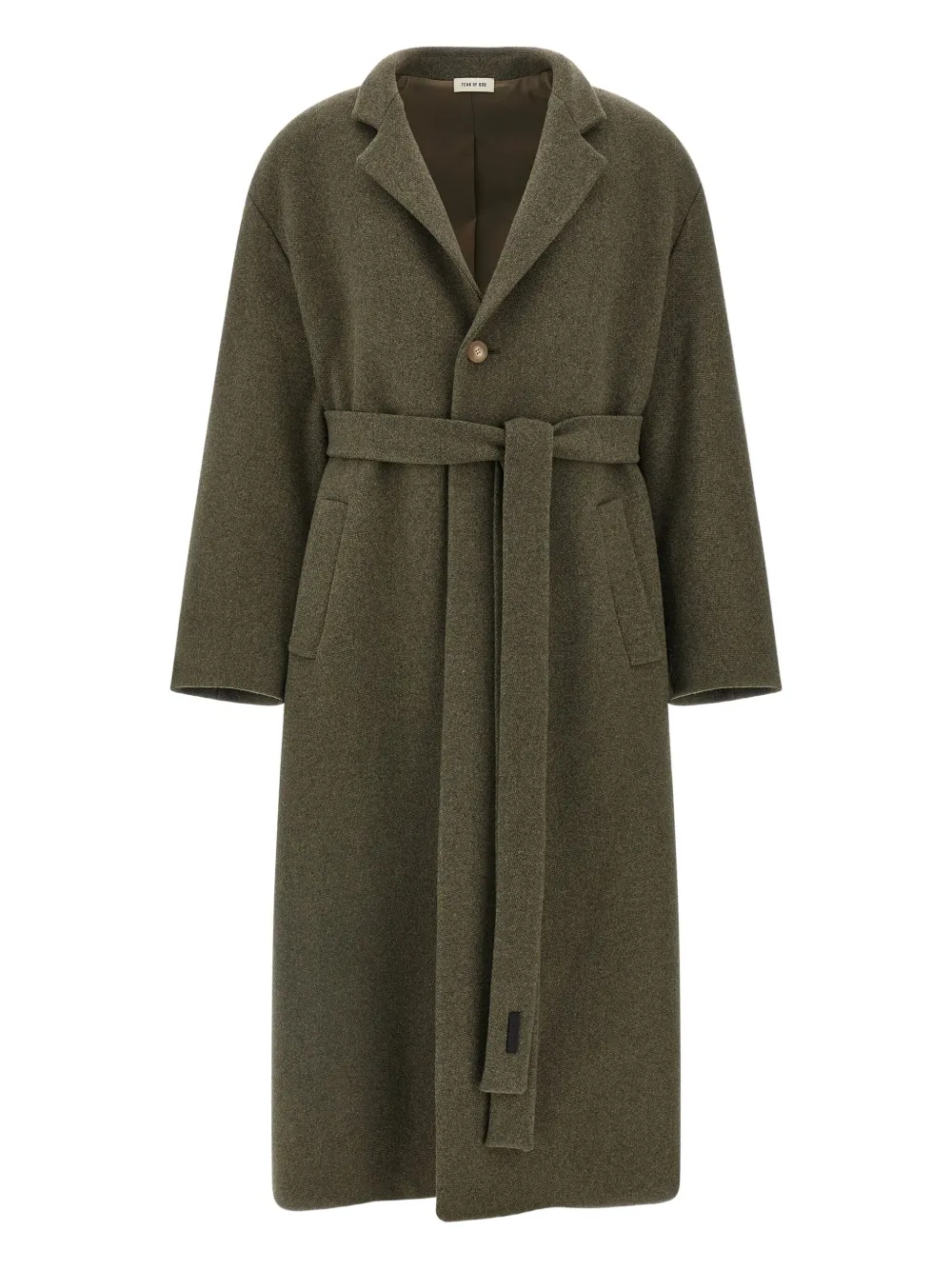 

Однобортное пальто с поясом Fear Of God, зеленый