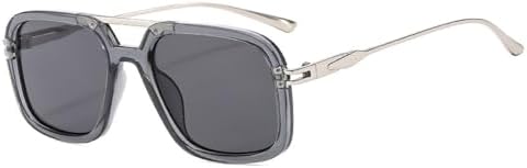 

Мужские солнцезащитные очки в стиле ретро с двойной перемычкой, квадратной формы, защита от УФ-излучения UV400, модный градиент, женские солнцезащитные очки MTZJH, Gray Gray