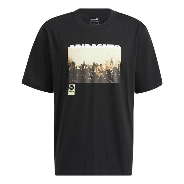 

Футболка adidas neo M Sw Photo Tee Pattern Printing Athleisure Casual Sports Short Sleeve Couple Style Black, мультиколор