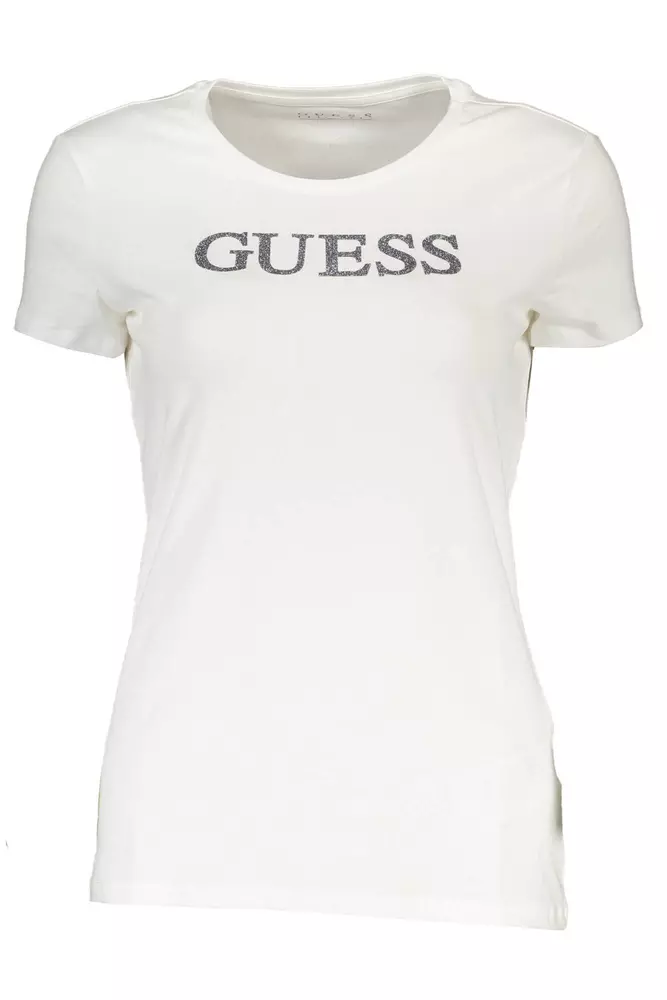

Белая хлопковая женская футболка Guess Shoes