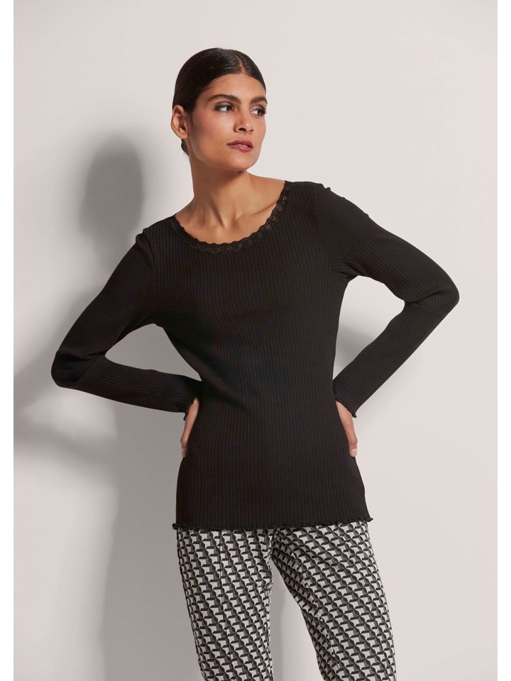 

MADELEINE Футболка в рубчик с кружевом черного цвета, Черный, MADELEINE Футболка в рубчик с кружевом черного цвета