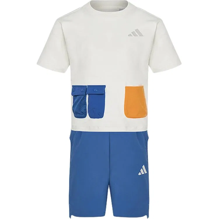 Детский спортивный костюм Casual Sportswear 2 Piece Set Adidas, Ecru/Royal Blue