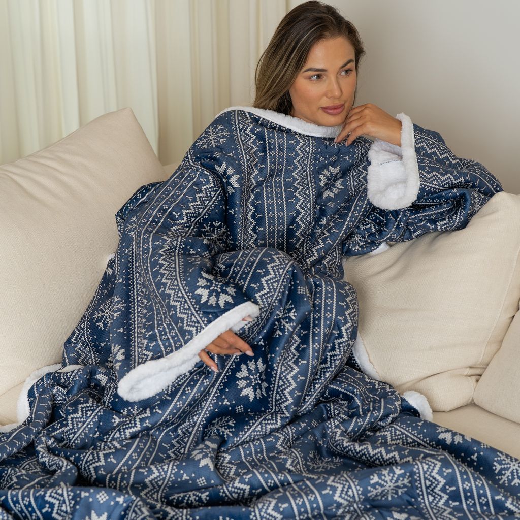 

Snuggie — Одеяло с рукавами — Флисовое одеяло — Флисовое одеяло с рукавами — Очень теплое — Одеяло для телевизора — 100 % полиэстер — Двойная подкладка — 180 x 130 Cosas