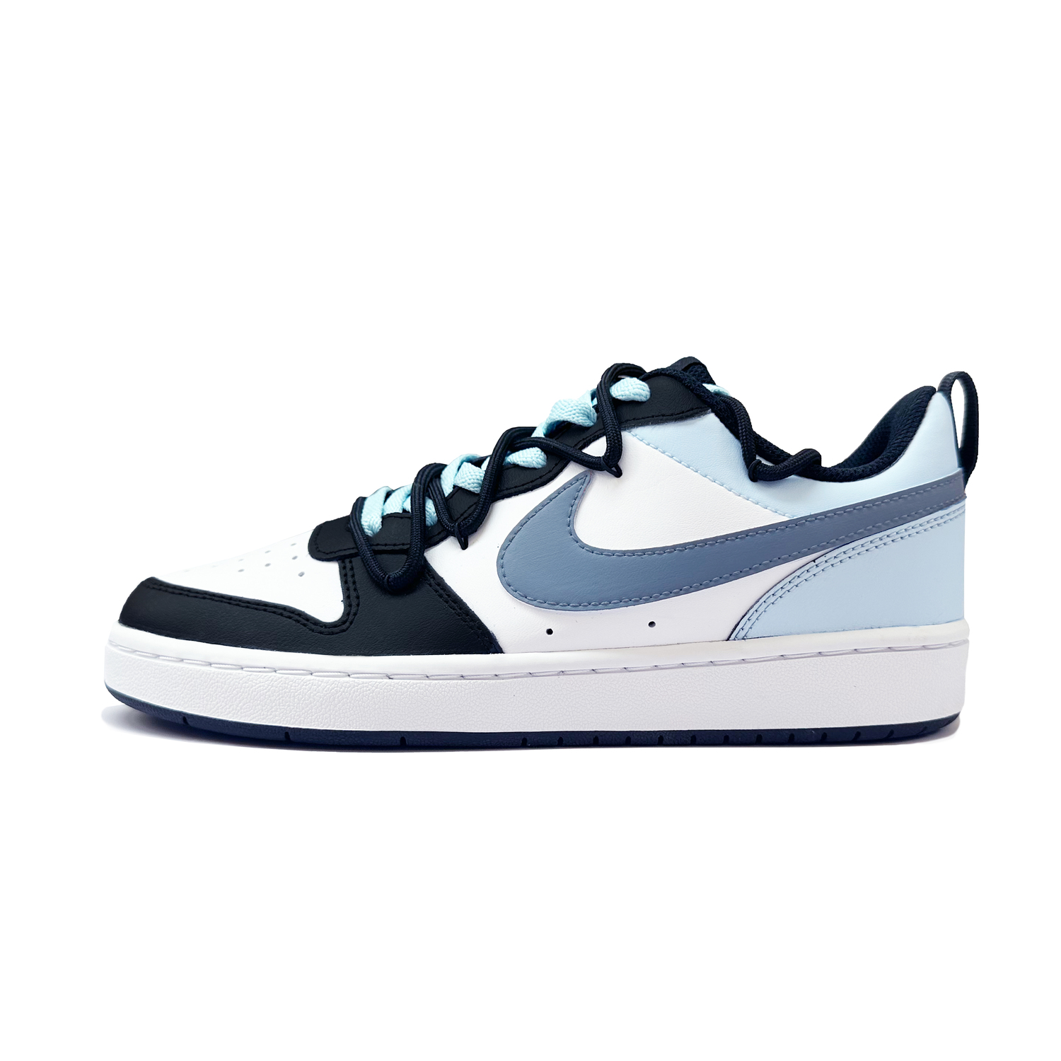 Nike Кроссовки Court Borough Feather Fan Low Top Skateboard GS черно-бело-синие, цвет Black White Blue