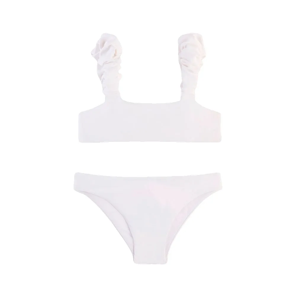 

Верхняя часть бикини Sundek с рюшами и несъемная нижняя часть бикини, белый