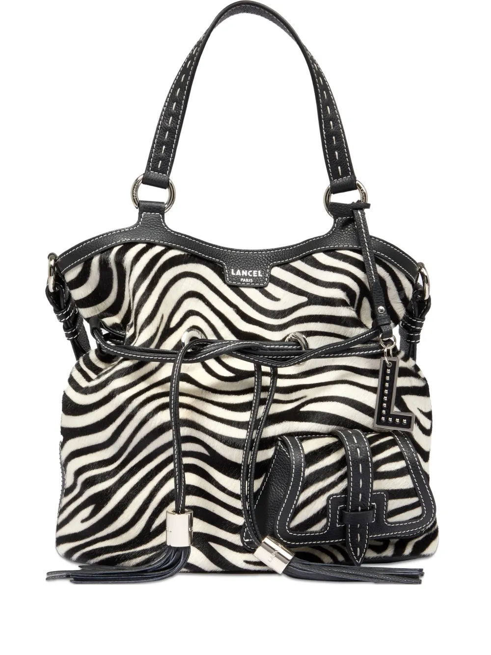 

Сумка-ведро Premier Flirt с зебровым принтом Lancel, белый