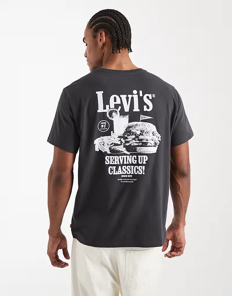 Футболка Levis с принтом фастфуда на спине свободного кроя Levi's, черный