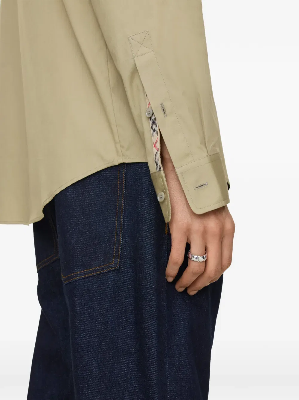 Рубашка Burberry из хлопкового поплина, стандартный крой, нейтральный — фото 3
