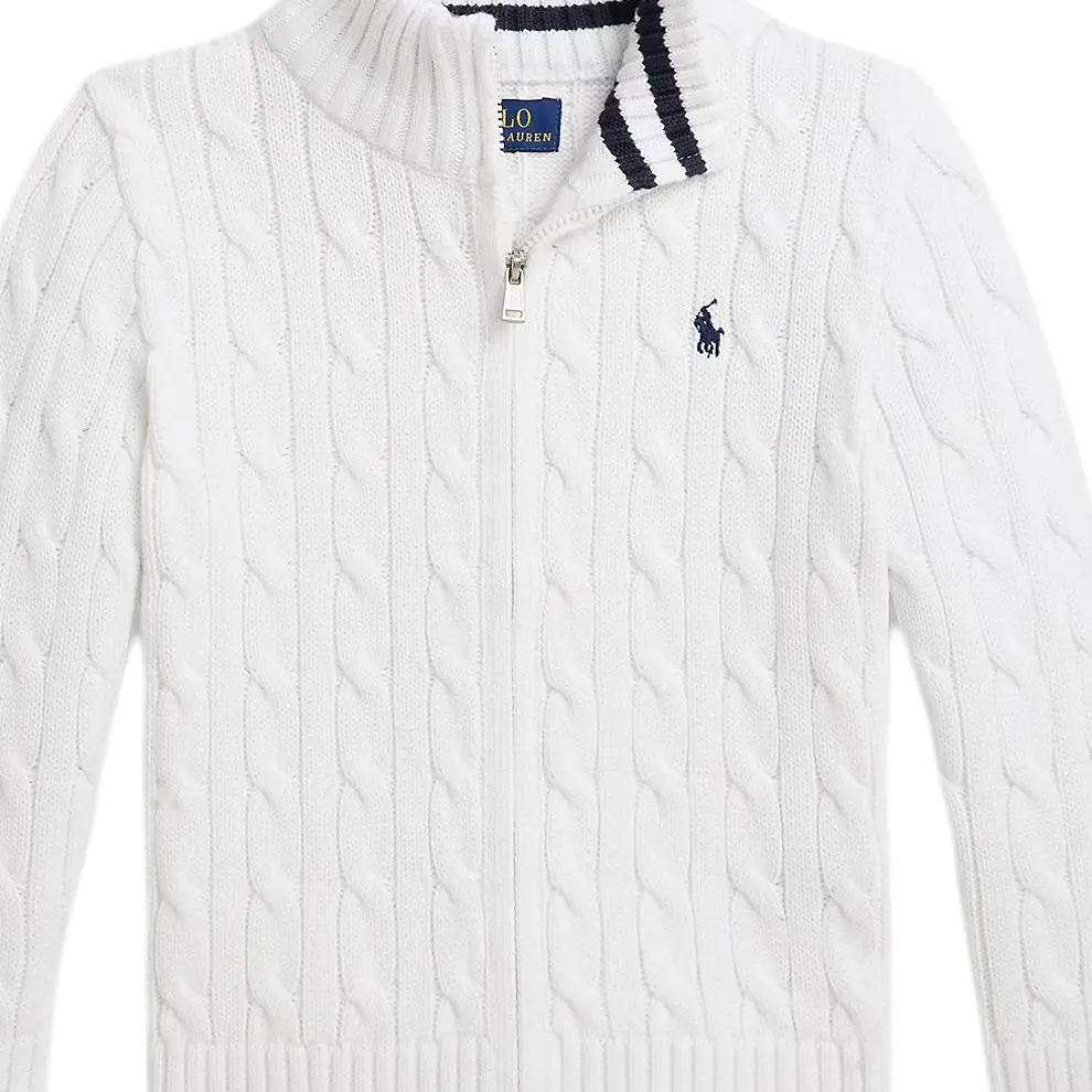 Детский свитер с воротником стойкой, умеренные Ralph Lauren, белый — фото 4