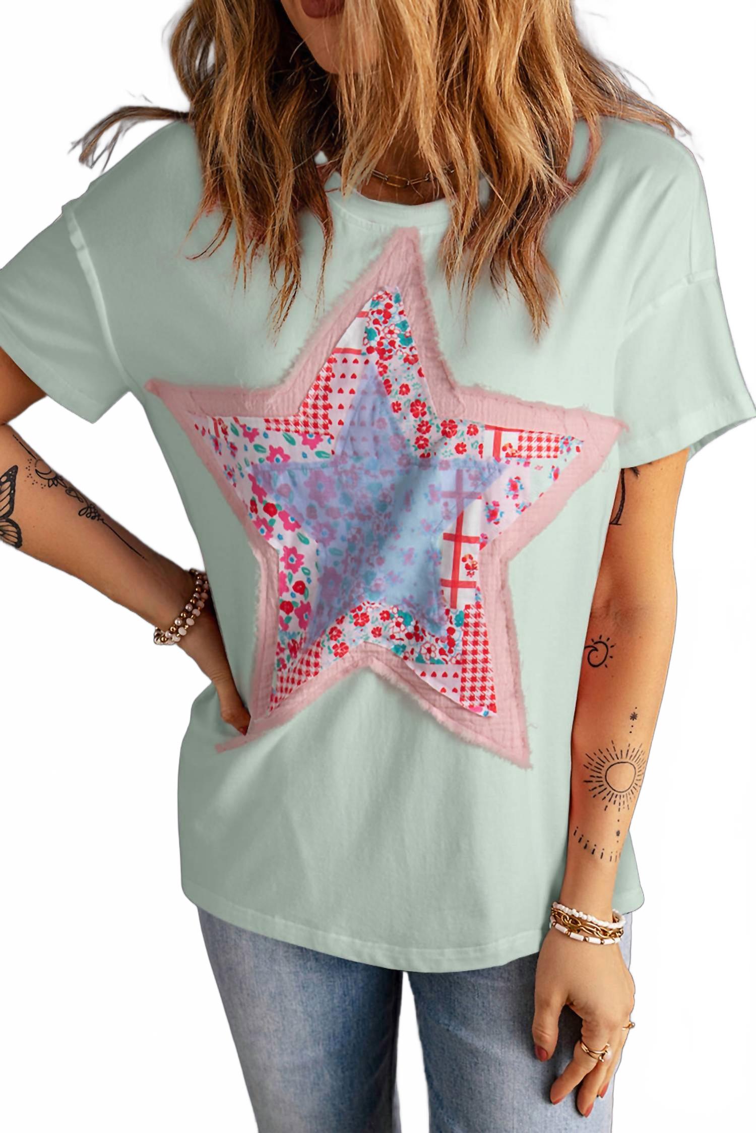 

Шалфейная футболка в технике пэчворк Fashionworks, Sage