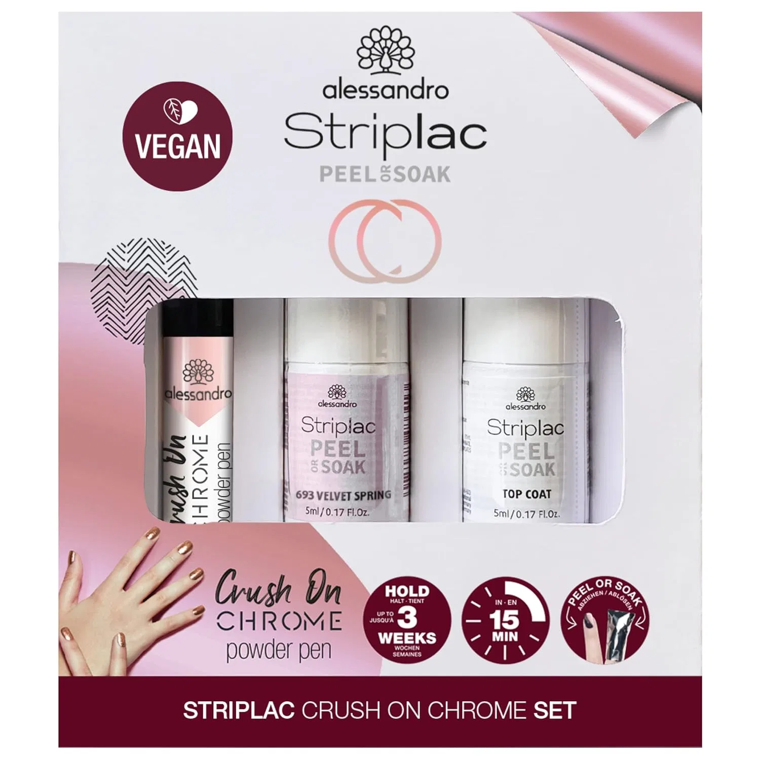 Набор для ногтей alessandro Striplac Peel or Soak Rosé Crush On Chrome Alessandro, Rosé