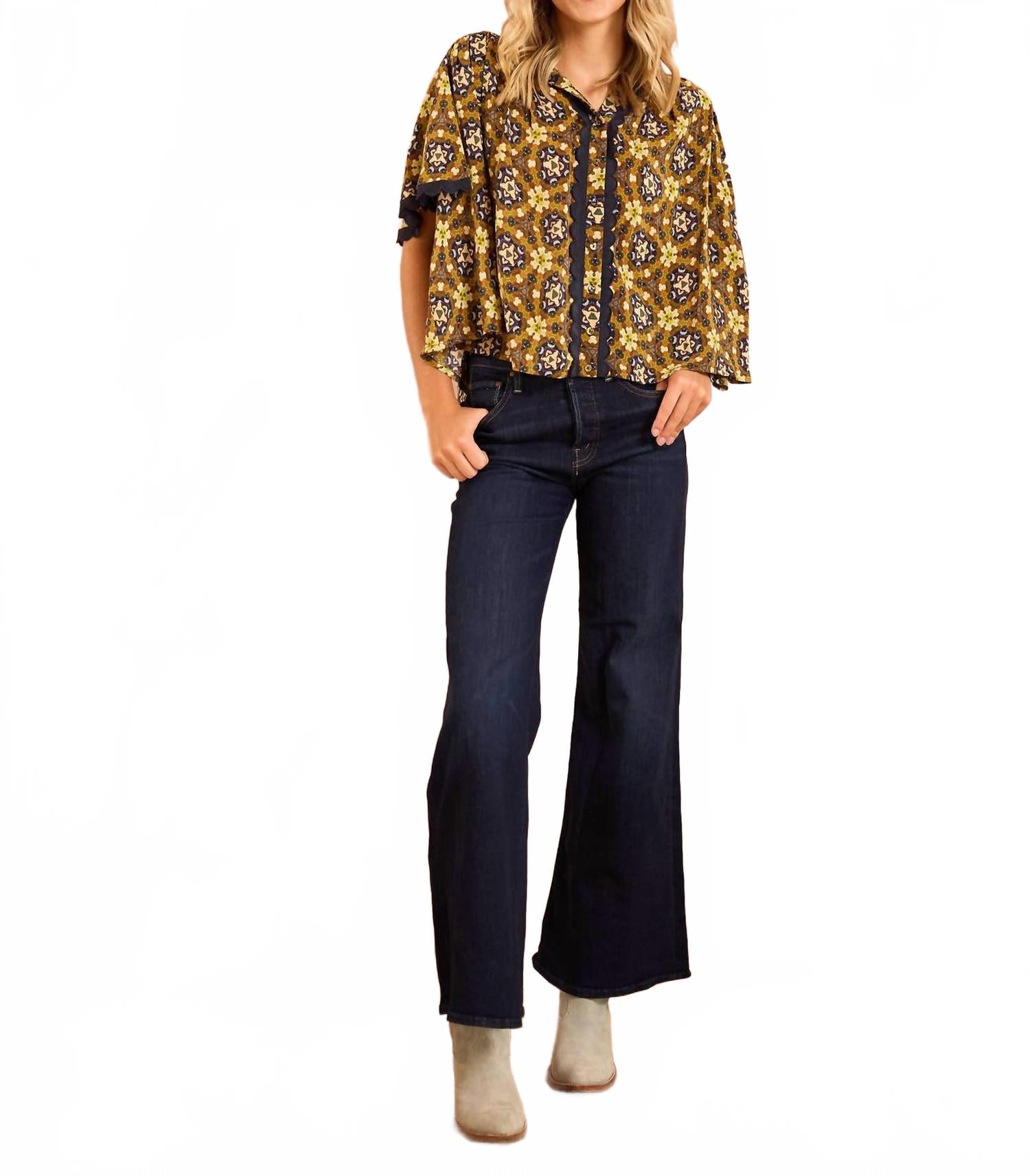 

BROOKS AVENUE Блузка Parham с пуговицами спереди и сборками, цвет каштановый вихрь