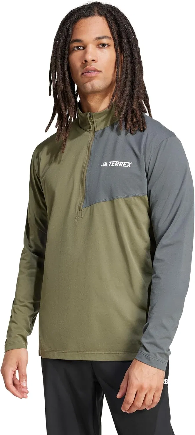 Футболка с длинным рукавом adidas Terrex Multi Half-Zip, Olive Strata