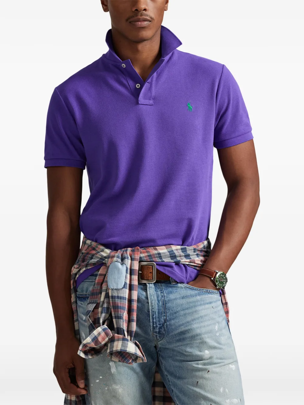 Рубашка поло с вышивкой Polo Ralph Lauren, фиолетовый — фото 3