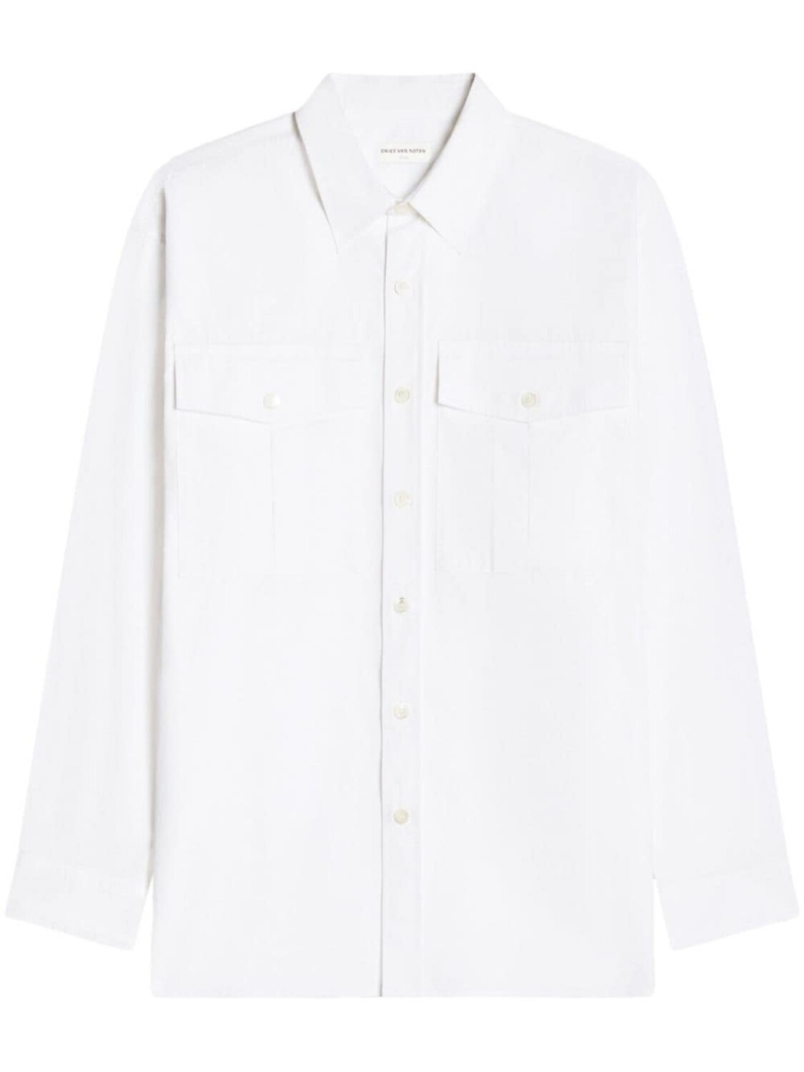 

DRIES VAN NOTEN хлопковая рубашка с длинным рукавом, белый