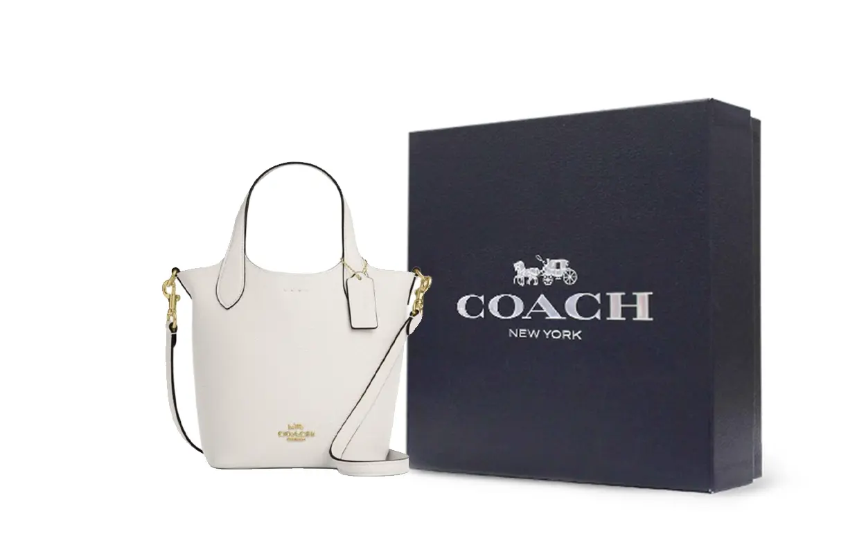 

COACH Сумка-ведро из телячьей кожи Ханна маленького размера женская меловая белая