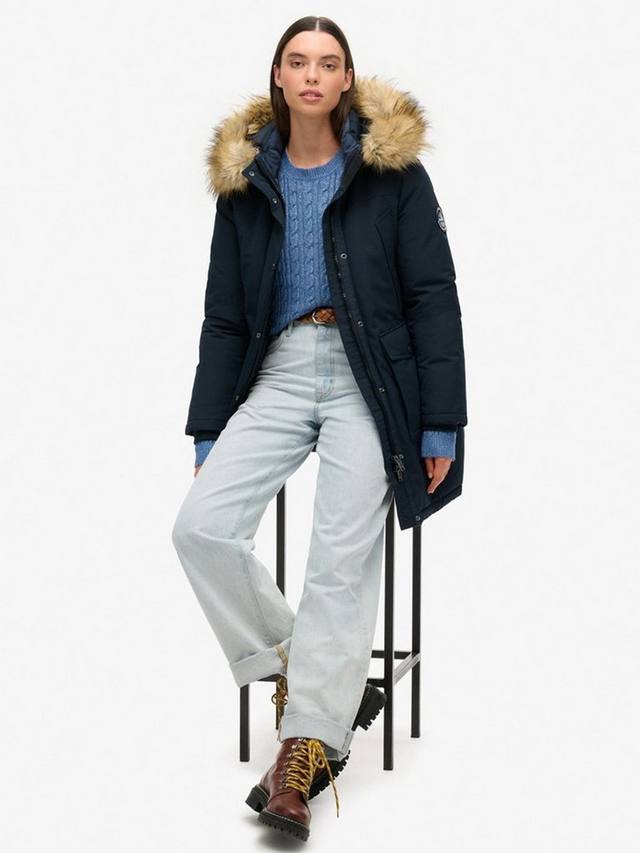 Эверест парка с искусственным мехом Superdry, Nordic Chrome Navy — фото 3