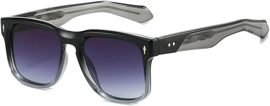 

Ретро квадратные солнцезащитные очки для мужчин и женщин, декоративные, с металлическим сердечником, из ацетата, очки для вождения, защита от УФ-излучения UV400 UATXTAU, Black Gradient Gray