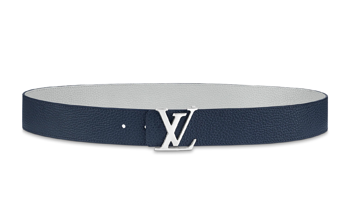 LOUIS VUITTON Кожаный ремень мужской синий шириной 4 см, Blue — фото 4