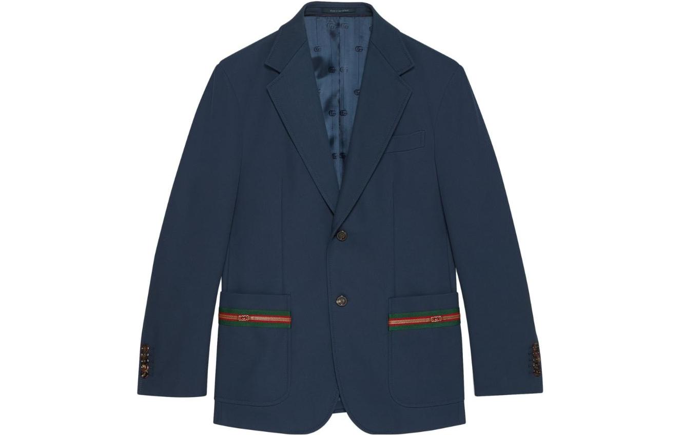 

GUCCI Полосатый жакет с отделкой, Marine Blue