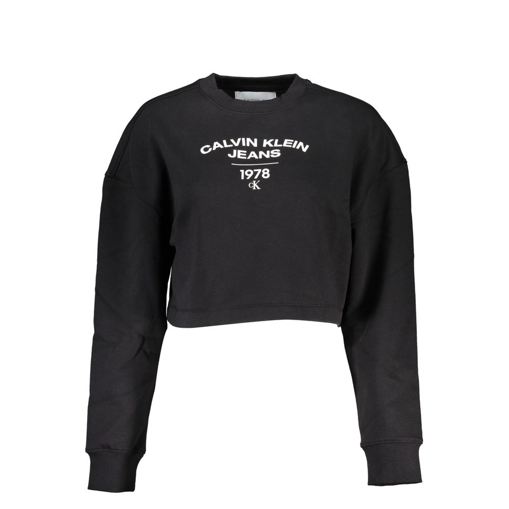 

Шикарная черная толстовка с длинными рукавами и круглым вырезом Calvin Klein