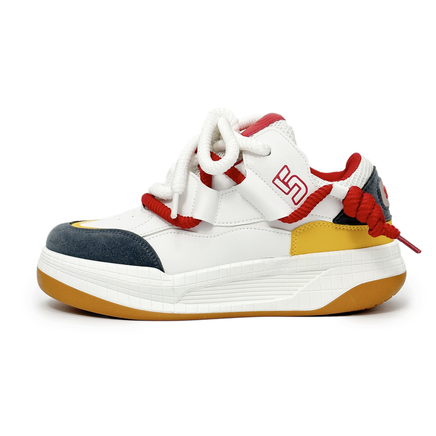 

Кроссовки SLnU★3 Skateboarding Shoes Men Low-top Red, белый/желтый