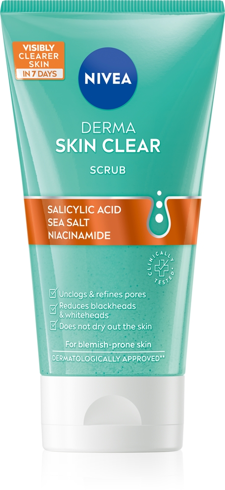 Derma skin clear отшелушивающее очищающее средство для лица Nivea, 150 мл
