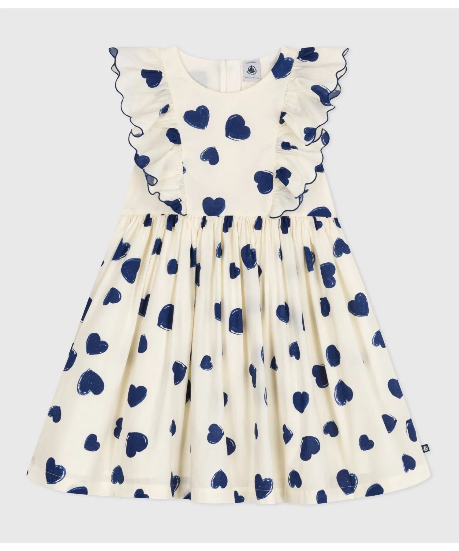 Детское платье PETIT BATEAU белое с синим в сердечки — фото 4