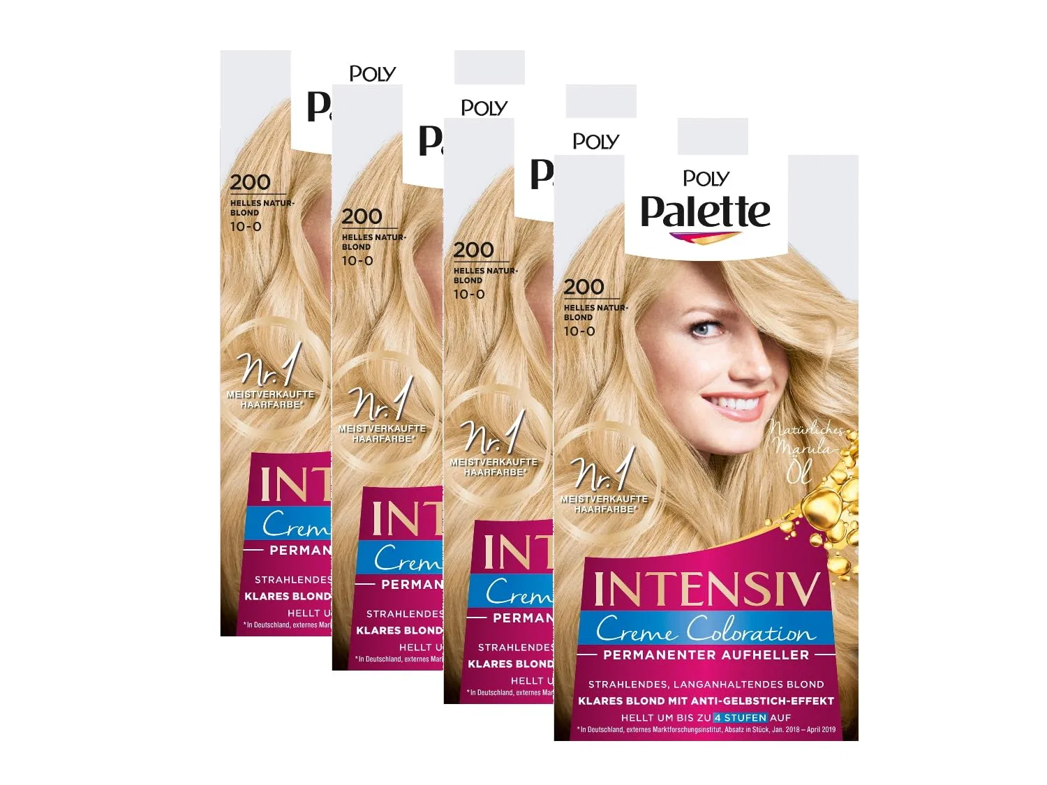 Интенсивная крем-краска для волос «Poly Palette Intensive Cream Colouration 10-0/200 Light Natural Blonde» от Poly Palette, 4 x 115 мл Palette