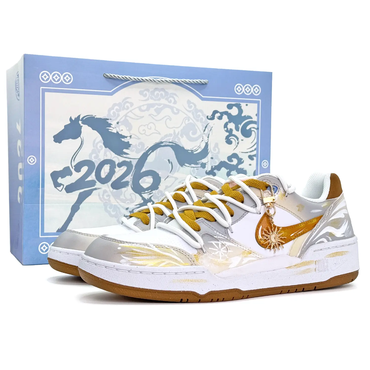 

Nike Кроссовки для скейтбординга Full Force Sun God Abсорбирующие, низкие, мужские, цвет Gold New