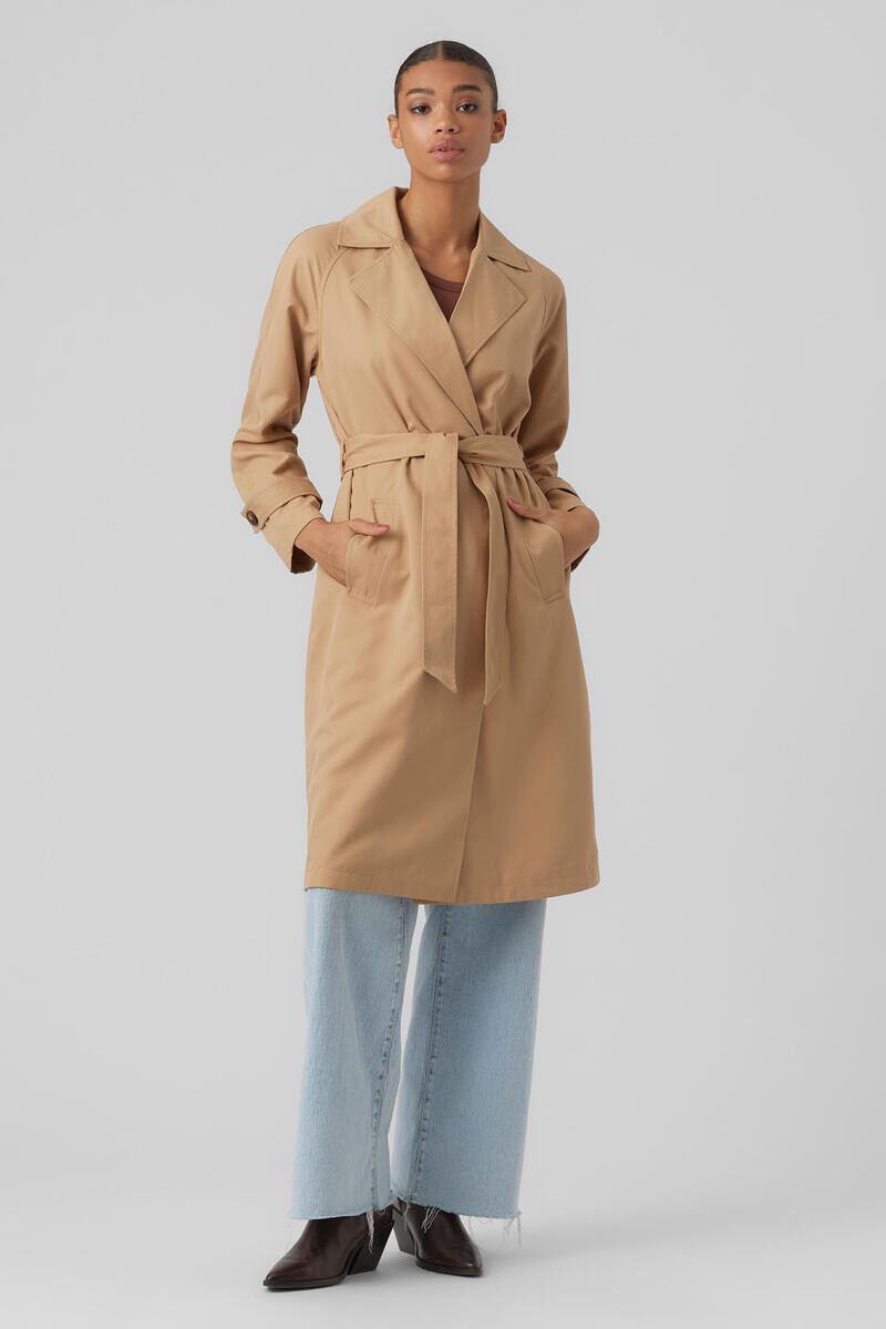 

Длинный тренч Vero Moda, коричневый