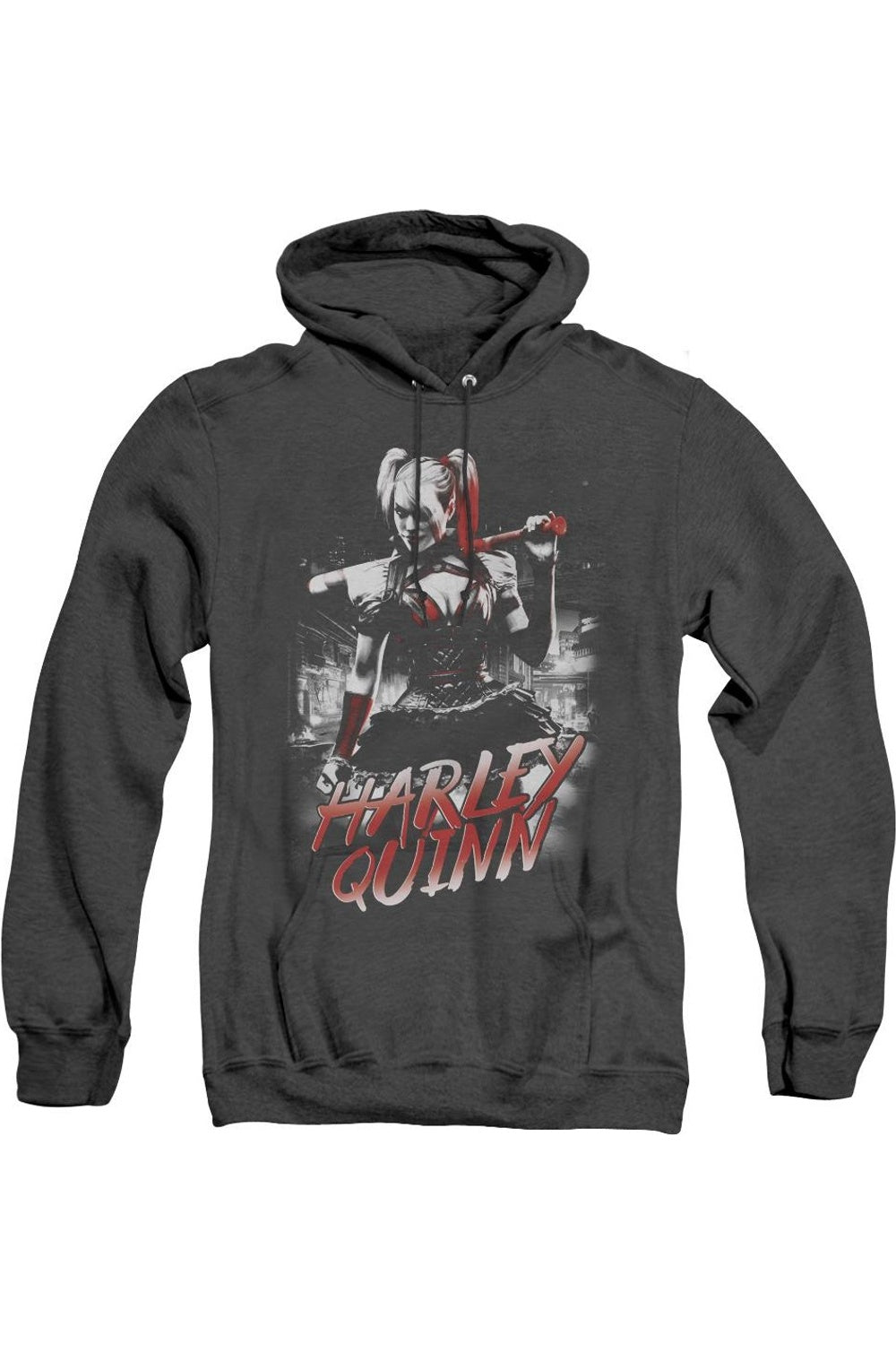 

Batman Arkham Knight Quinn City Adult Heather Hoodie / Толстовка с капюшоном Gildan, черный