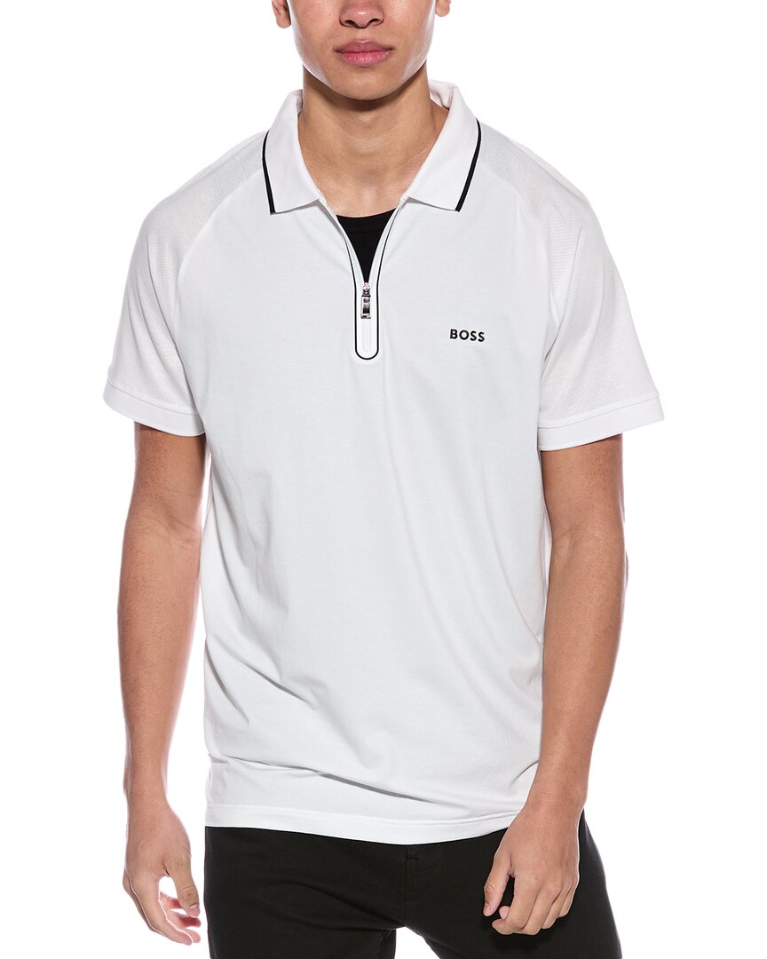 

Рубашка поло BOSS Hugo Boss Philix Slim Fit с застежкой-молнией 1/4 Boss by Hugo Boss, белый