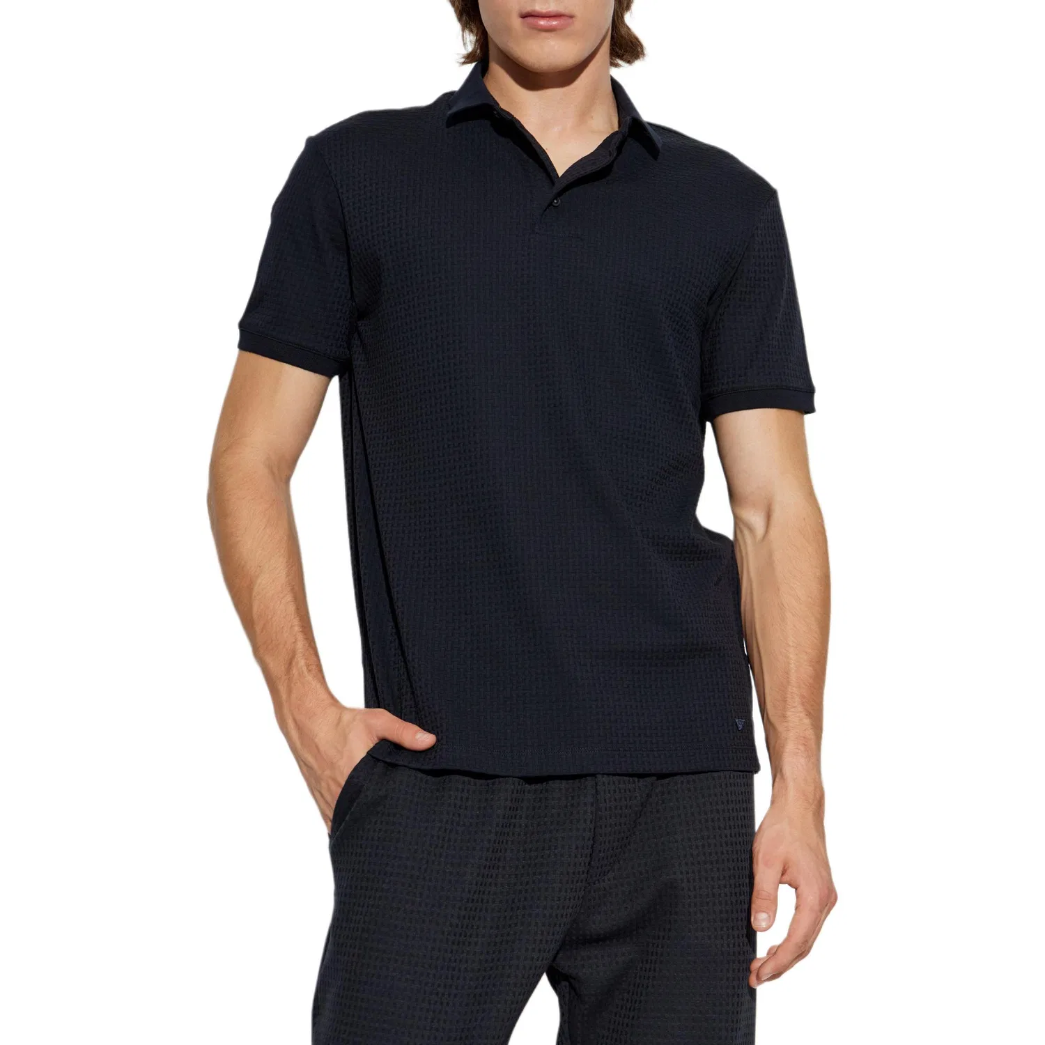 Поло с коротким рукавом с вышитым логотипом EMPORIO ARMANI, Dark Blue — фото 3